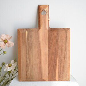 Country Cottage Farmhouse Acacia Wood Kitchen Cutting Board With Handle